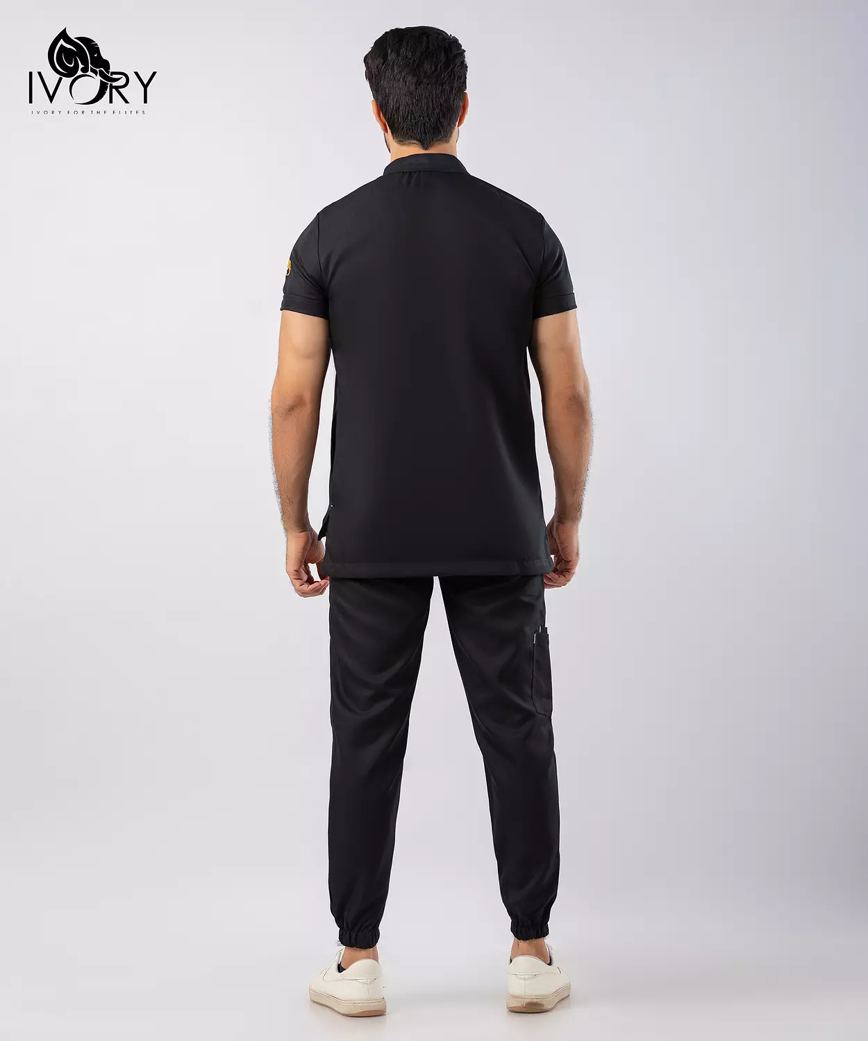 Black Half Collar Scrub Half Sleeve
