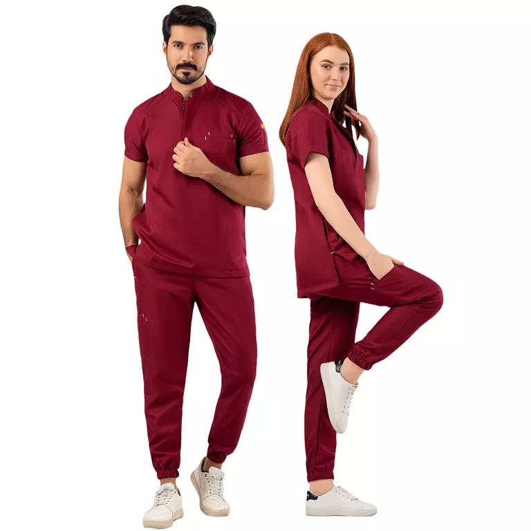 Maroon Half Collar Scrub Half Sleeve